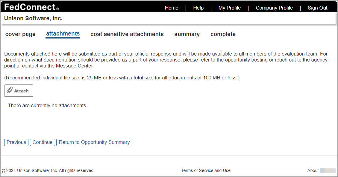 Attachments Page for Responses